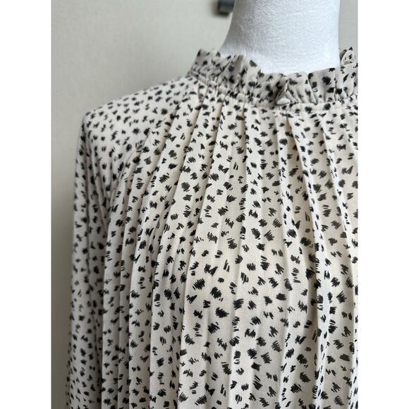 Women’s MIDI Dress Sz M Long Sleeves 100% Polyester Lined Accordion Pleats - Picture 4 of 16